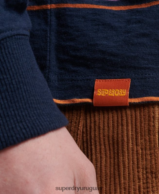 uy Superdry hombres top de rayas texturizadas vintage de algodón orgánico Armada DT2N8Z1471 ropa