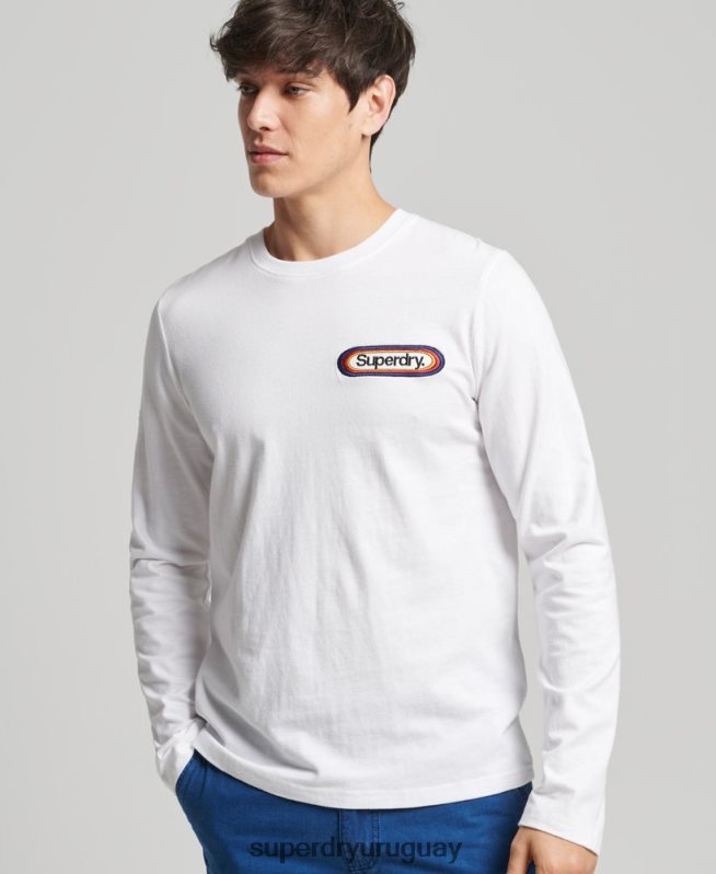 uy Superdry hombres top de temporada con logo vintage blanco DT2N8Z1530 ropa