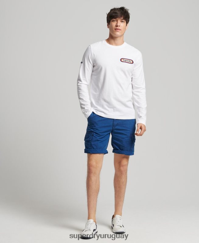 uy Superdry hombres top de temporada con logo vintage blanco DT2N8Z1530 ropa