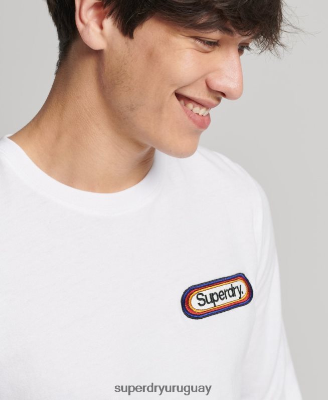 uy Superdry hombres top de temporada con logo vintage blanco DT2N8Z1530 ropa