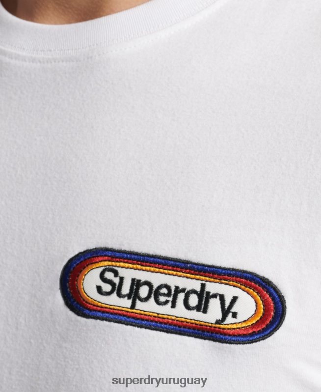 uy Superdry hombres top de temporada con logo vintage blanco DT2N8Z1530 ropa