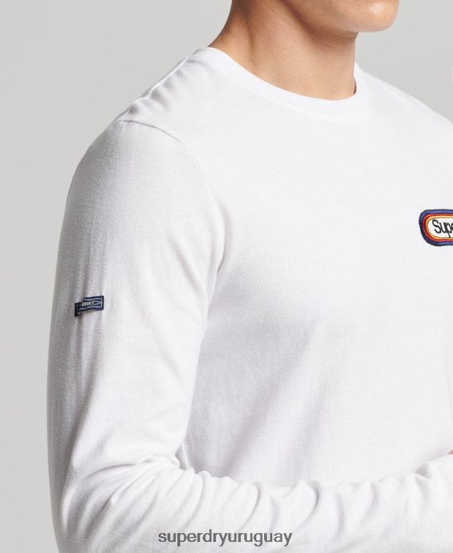 uy Superdry hombres top de temporada con logo vintage blanco DT2N8Z1530 ropa