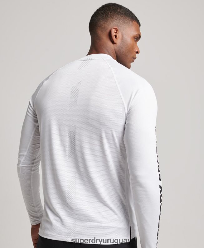 uy Superdry hombres top de tren con cuello alzado blanco DT2N8Z1413 ropa