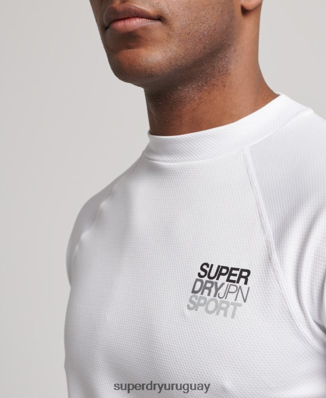 uy Superdry hombres top de tren con cuello alzado blanco DT2N8Z1413 ropa
