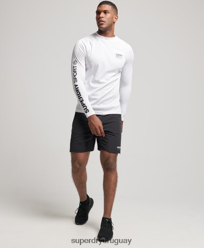 uy Superdry hombres top de tren con cuello alzado blanco DT2N8Z1413 ropa