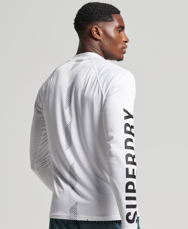 uy Superdry hombres top de tren con cuello alzado blanco DT2N8Z5361 ropa