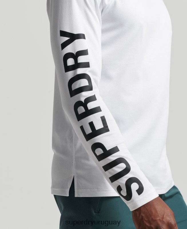 uy Superdry hombres top de tren con cuello alzado blanco DT2N8Z5361 ropa