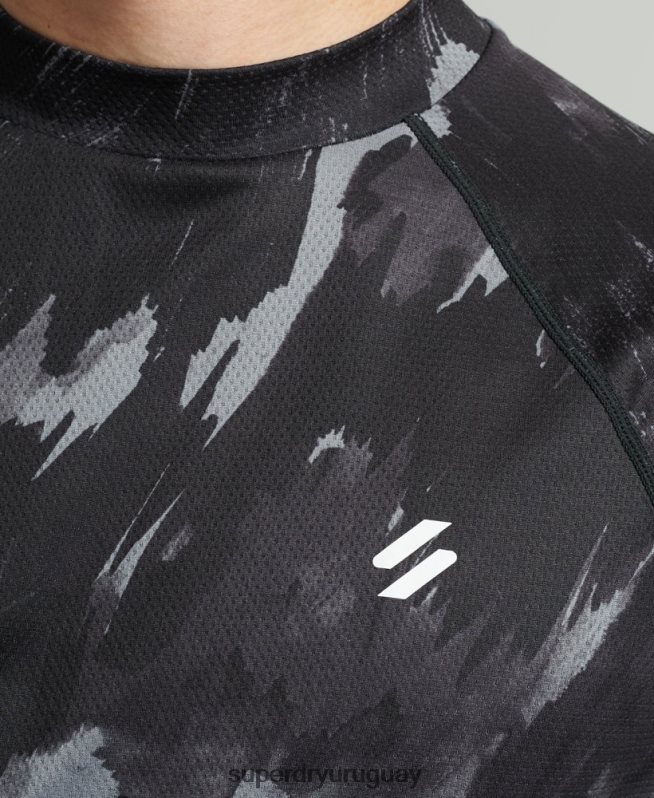 uy Superdry hombres top de tren con cuello alzado gris oscuro DT2N8Z5357 ropa