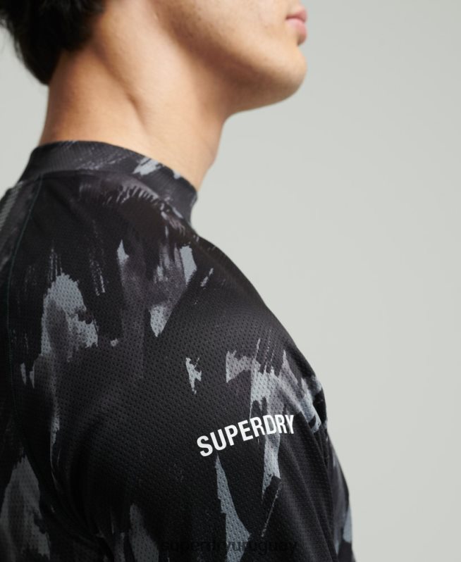 uy Superdry hombres top de tren con cuello alzado gris oscuro DT2N8Z5357 ropa
