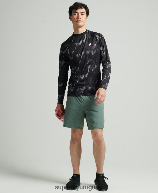 uy Superdry hombres top de tren con cuello alzado gris oscuro DT2N8Z5357 ropa
