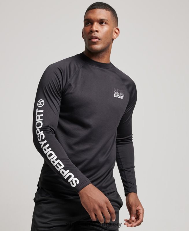 uy Superdry hombres top de tren con cuello alzado negro DT2N8Z1419 ropa