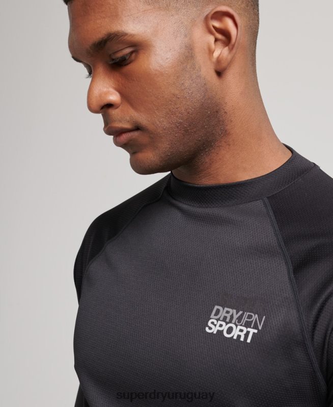 uy Superdry hombres top de tren con cuello alzado negro DT2N8Z1419 ropa