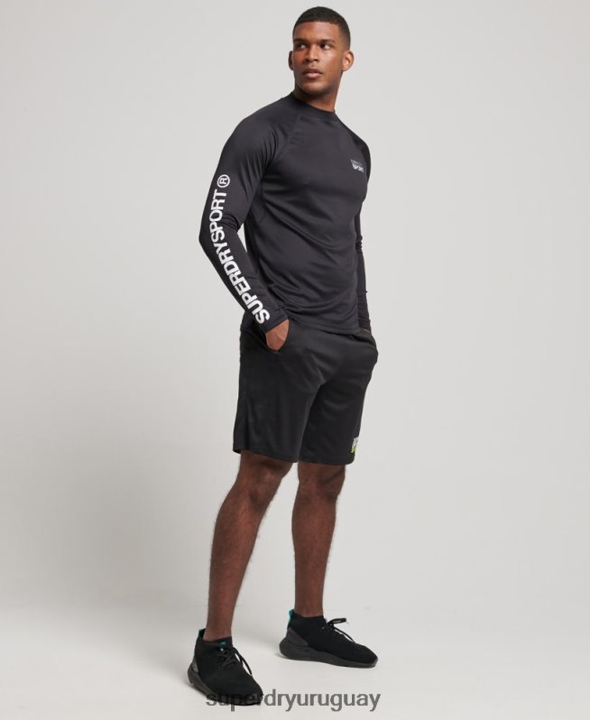uy Superdry hombres top de tren con cuello alzado negro DT2N8Z1419 ropa
