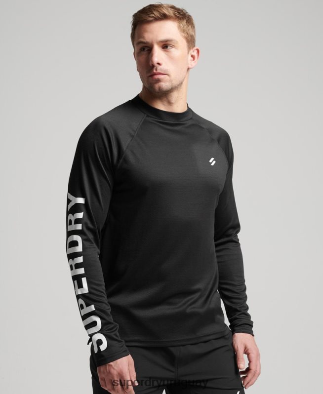 uy Superdry hombres top de tren con cuello alzado negro DT2N8Z5374 ropa