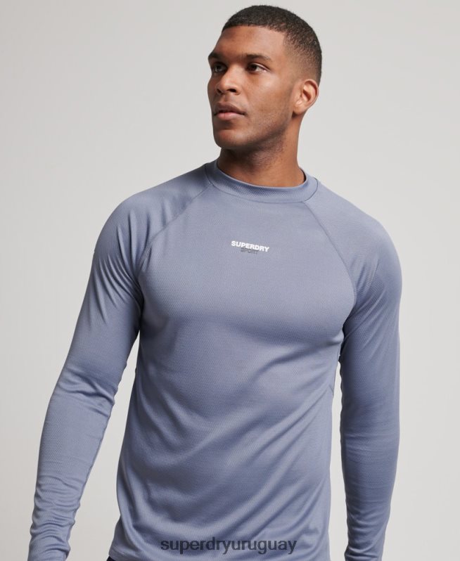 uy Superdry hombres top de tren con cuello alzado púrpura DT2N8Z1407 ropa