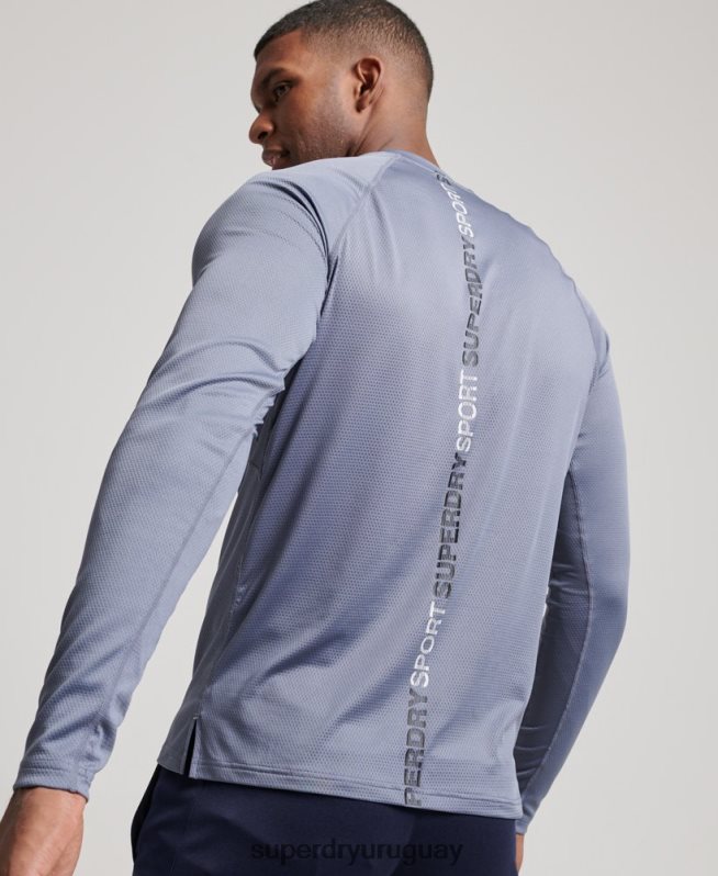 uy Superdry hombres top de tren con cuello alzado púrpura DT2N8Z1407 ropa