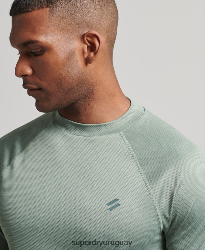 uy Superdry hombres top de tren con cuello alzado verde DT2N8Z5404 ropa