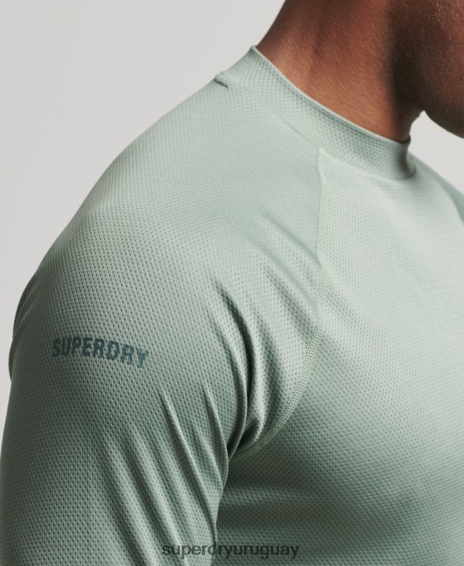uy Superdry hombres top de tren con cuello alzado verde DT2N8Z5404 ropa