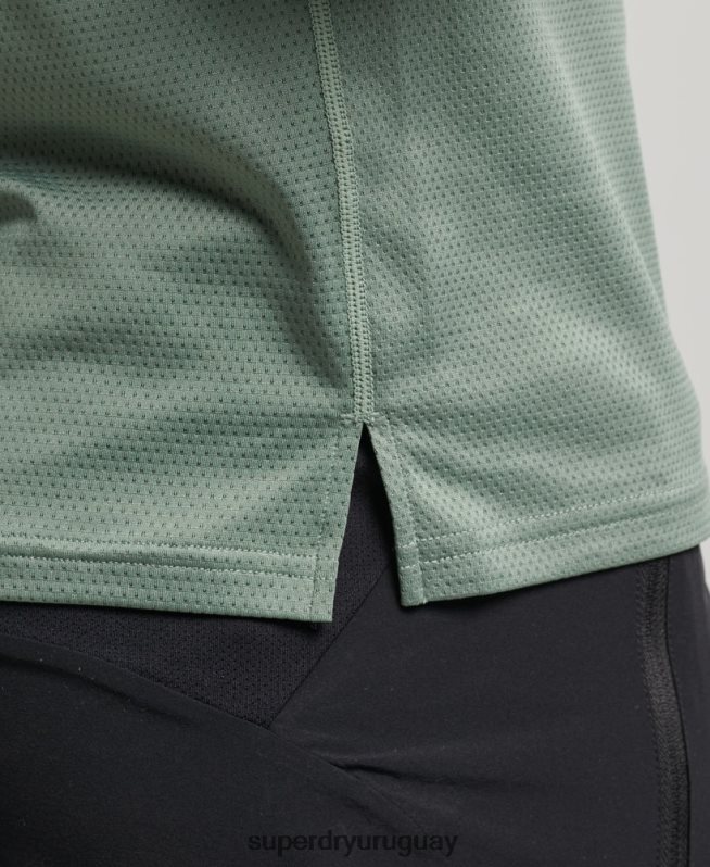 uy Superdry hombres top de tren con cuello alzado verde DT2N8Z5404 ropa