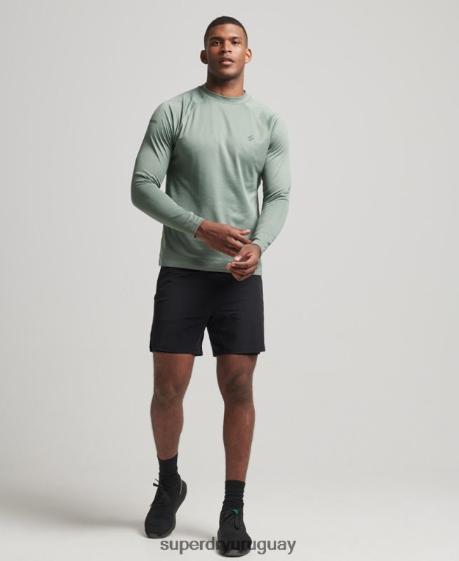 uy Superdry hombres top de tren con cuello alzado verde DT2N8Z5404 ropa
