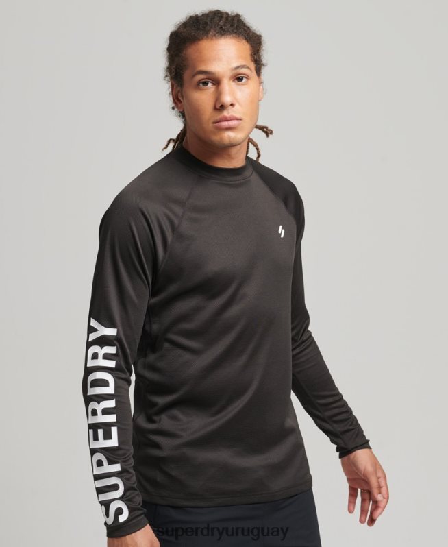 uy Superdry hombres top de tren con cuello alzado y logo negro DT2N8Z5378 ropa