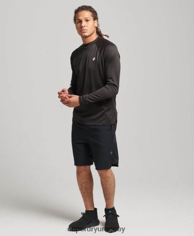 uy Superdry hombres top de tren con cuello alzado y logo negro DT2N8Z5378 ropa