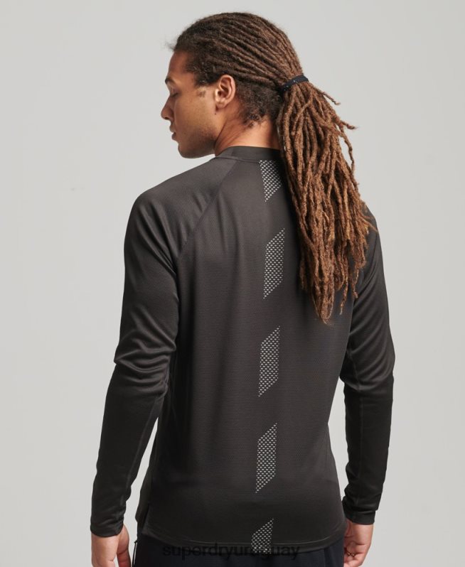 uy Superdry hombres top de tren con cuello alzado y logo negro DT2N8Z5378 ropa