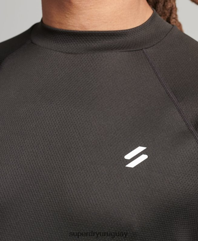 uy Superdry hombres top de tren con cuello alzado y logo negro DT2N8Z5378 ropa
