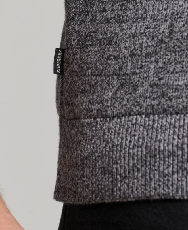 uy Superdry hombres top henley esencial de algodón orgánico gris DT2N8Z1512 ropa