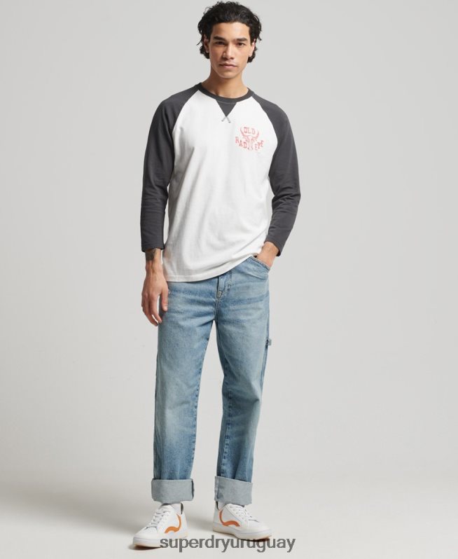 uy Superdry hombres top ranchero de surf vintage negro DT2N8Z1586 ropa