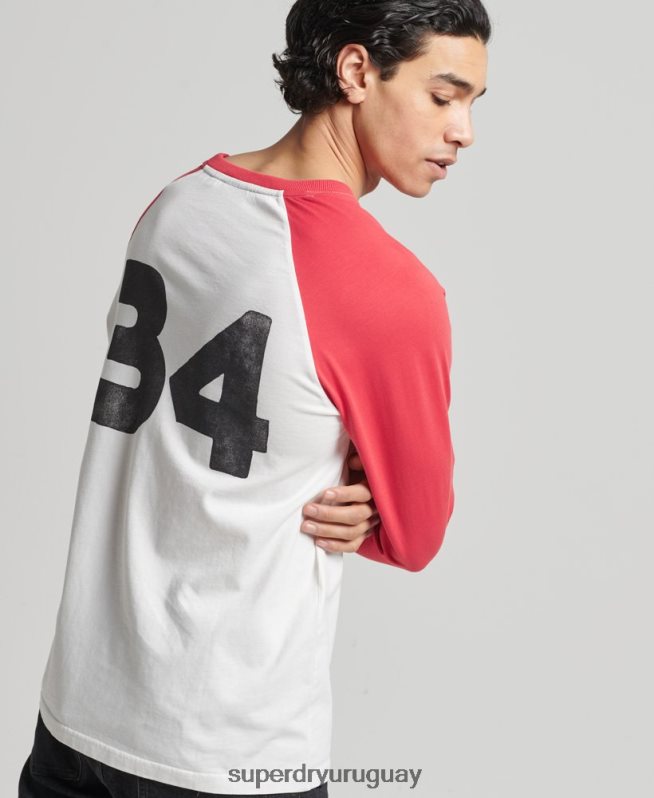 uy Superdry hombres top ranchero de surf vintage rojo DT2N8Z1574 ropa