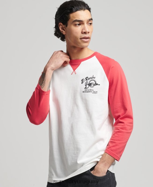 uy Superdry hombres top ranchero de surf vintage rojo DT2N8Z1574 ropa