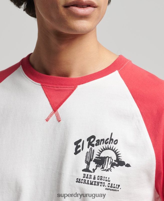 uy Superdry hombres top ranchero de surf vintage rojo DT2N8Z1574 ropa