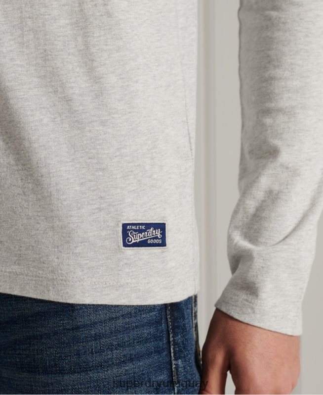 uy Superdry hombres top universitario de manga larga teñido gris DT2N8Z1558 ropa