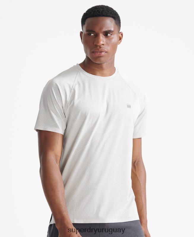 uy Superdry hombres tren premium camiseta de manga corta blanco DT2N8Z5407 ropa