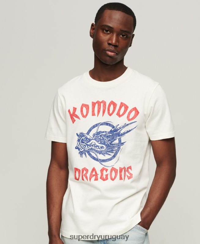 uy Superdry x Komodo hombres camiseta clásica dragón crema DT2N8Z43 ropa