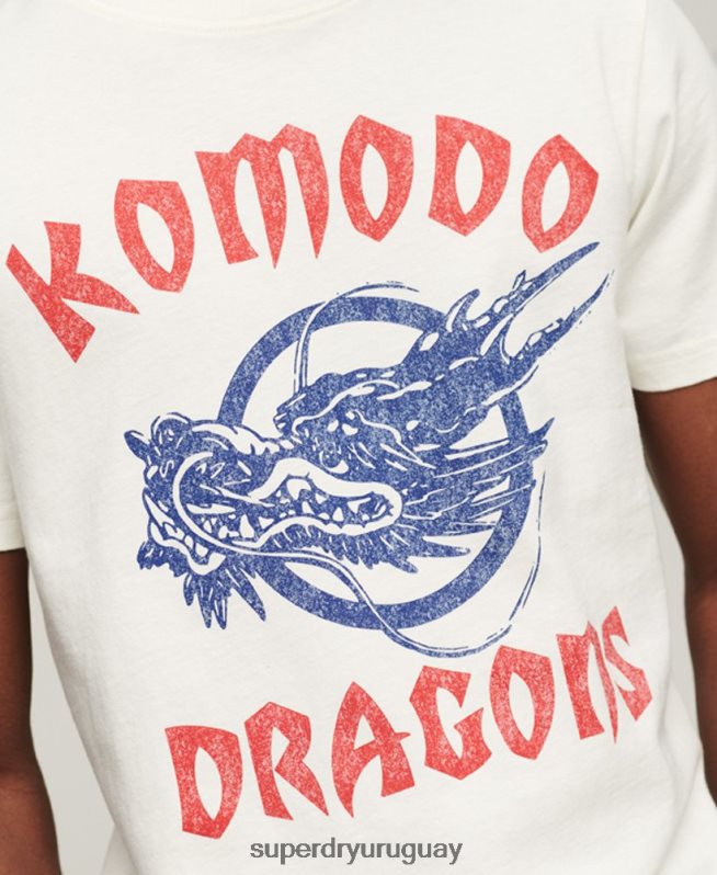 uy Superdry x Komodo hombres camiseta clásica dragón crema DT2N8Z43 ropa