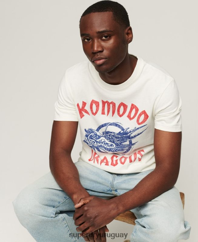 uy Superdry x Komodo hombres camiseta clásica dragón crema DT2N8Z43 ropa