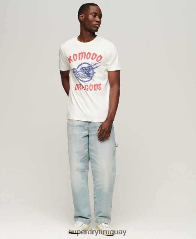 uy Superdry x Komodo hombres camiseta clásica dragón crema DT2N8Z43 ropa