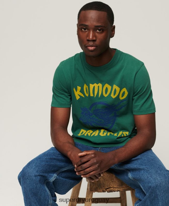 uy Superdry x Komodo hombres camiseta clásica dragón verde DT2N8Z30 ropa