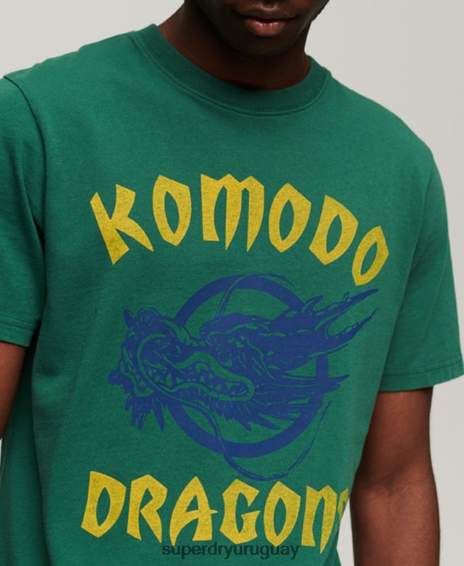 uy Superdry x Komodo hombres camiseta clásica dragón verde DT2N8Z30 ropa