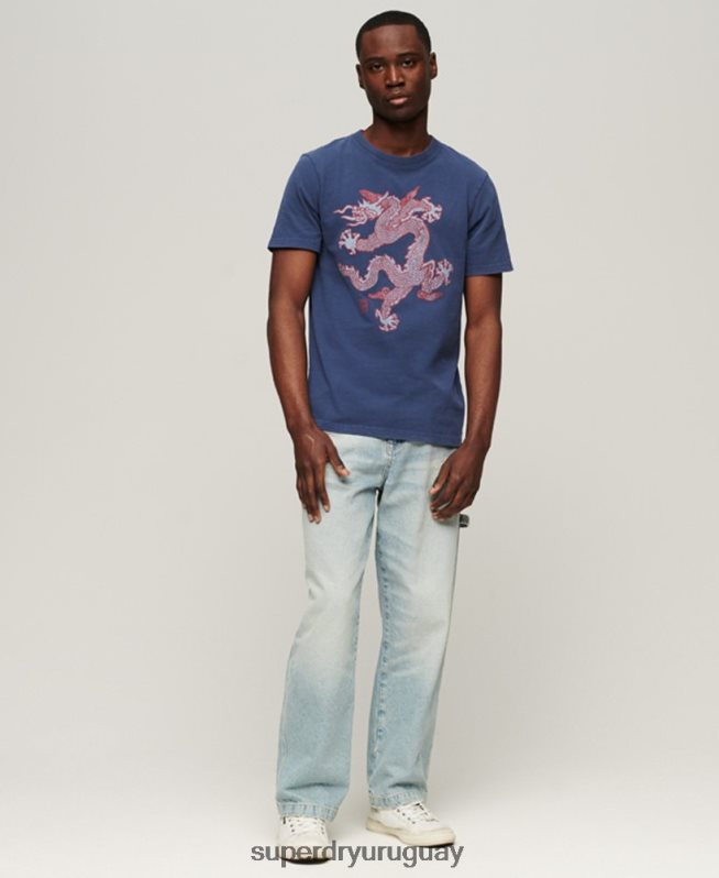 uy Superdry x Komodo hombres camiseta de la vendimia Armada DT2N8Z60 ropa