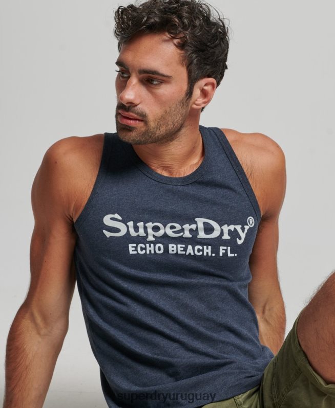 uy Superdry hombres Camiseta de tirantes clásica Vintage Venture Armada DT2N8Z1452 ropa