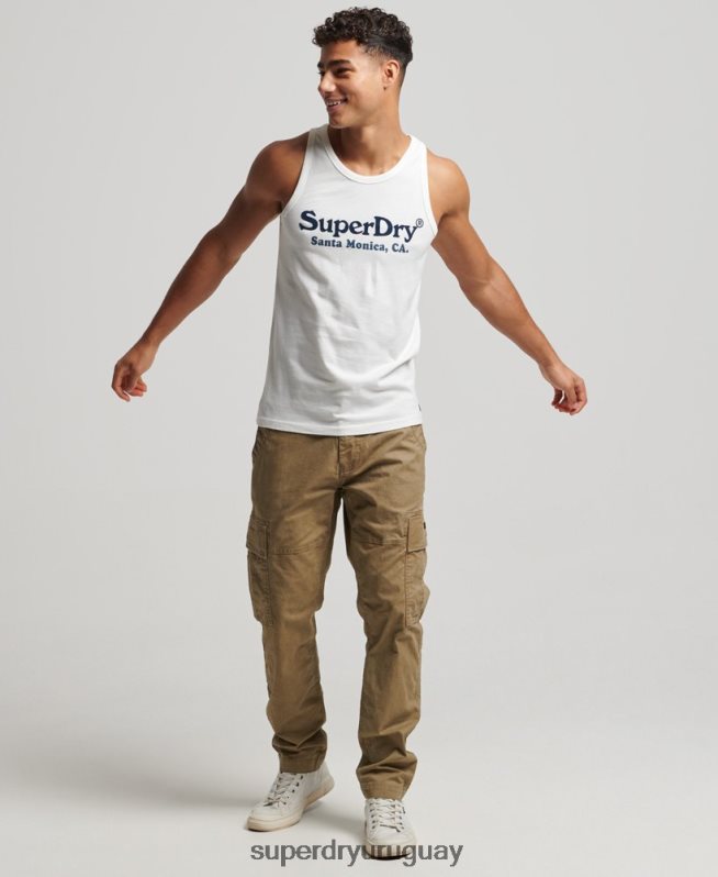 uy Superdry hombres Camiseta de tirantes clásica Vintage Venture blanco DT2N8Z1458 ropa