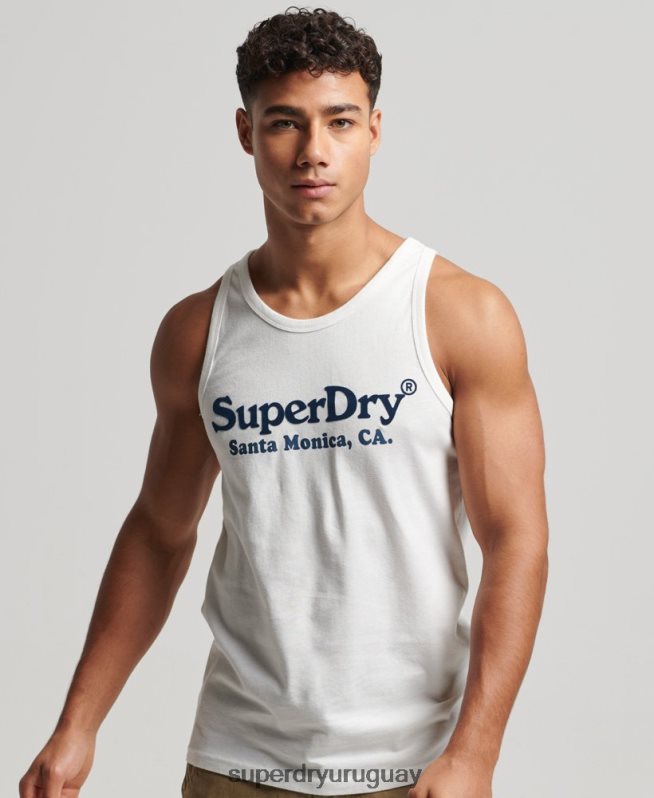 uy Superdry hombres Camiseta de tirantes clásica Vintage Venture blanco DT2N8Z1458 ropa
