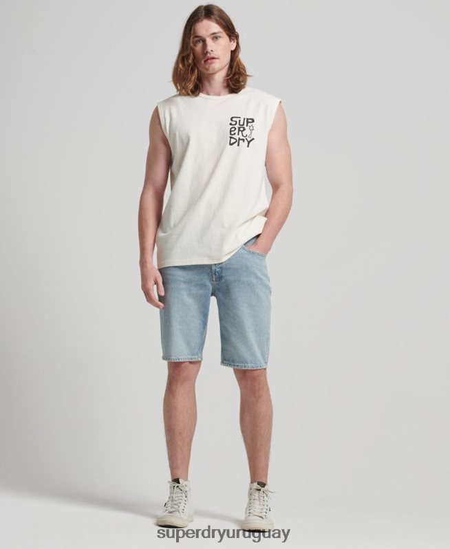 uy Superdry hombres camiseta de surf tribal vintage crema DT2N8Z1478 ropa