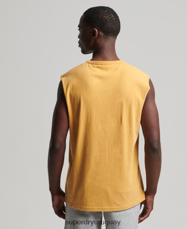 uy Superdry hombres camiseta sin mangas clásica de algodón orgánico amarillo DT2N8Z1529 ropa