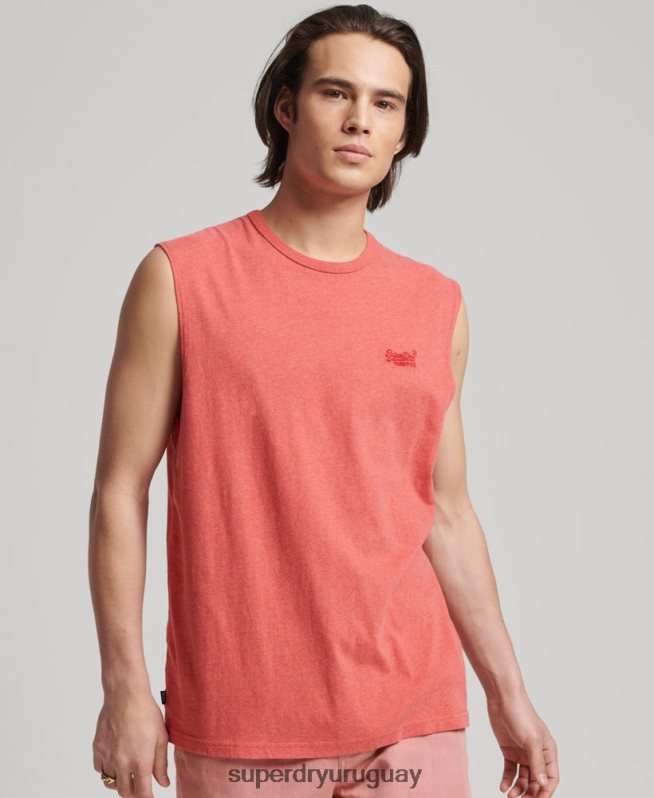 uy Superdry hombres camiseta sin mangas clásica de algodón orgánico rosa DT2N8Z1533 ropa