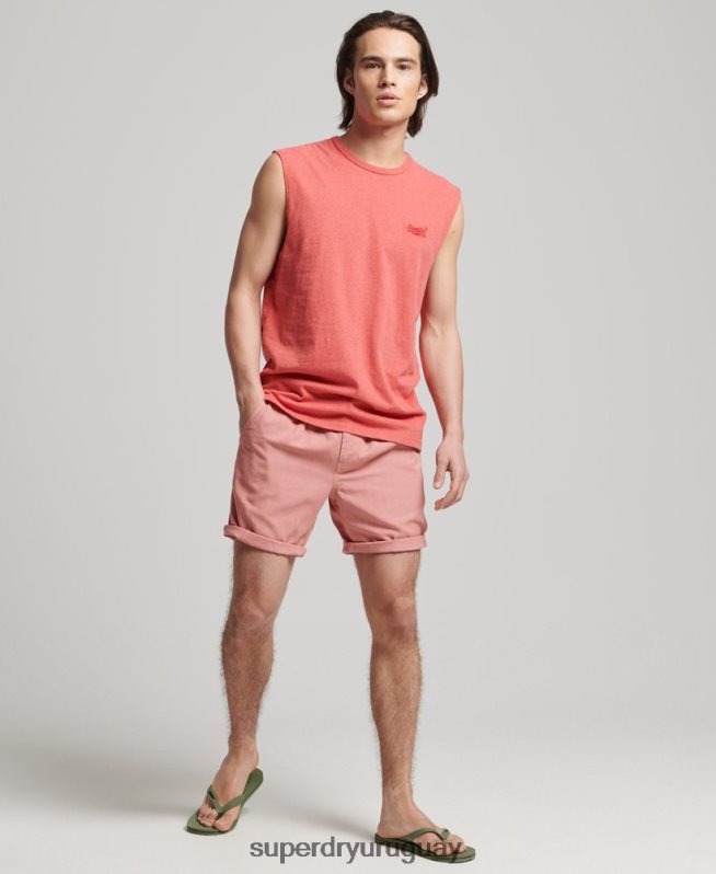 uy Superdry hombres camiseta sin mangas clásica de algodón orgánico rosa DT2N8Z1533 ropa