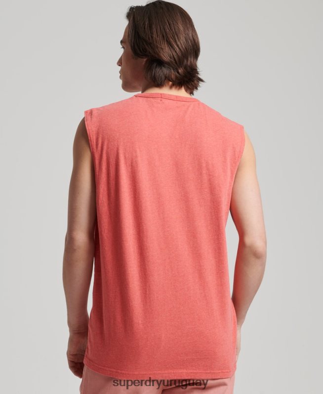 uy Superdry hombres camiseta sin mangas clásica de algodón orgánico rosa DT2N8Z1533 ropa